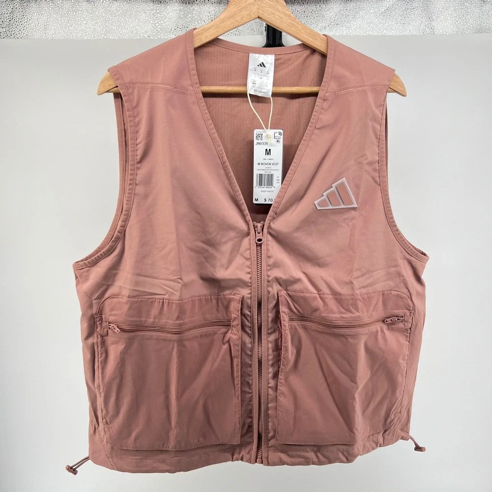 Adidas Woven Vest‎ Size Medium Warm Clay Zip Pockets Utility Sportswear NWT $70